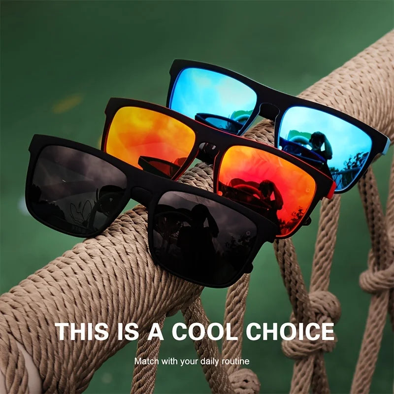 4PCSClassic Square Polarized Sports Sunglasses Lightweight PC Frame UV400 for Driving Fishing Cycling Unisex Everyday Durability