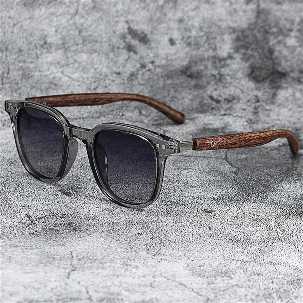 KLASSNUM Men Vintage Wooden Frame Sunglasses Classic Brand Sun Glasses Coating Lens Men Polarized UV Protection Driving Eyewear