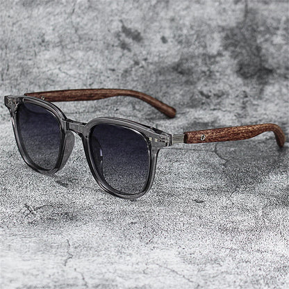 KLASSNUM Men Vintage Wooden Frame Sunglasses Classic Brand Sun Glasses Coating Lens Men Polarized UV Protection Driving Eyewear