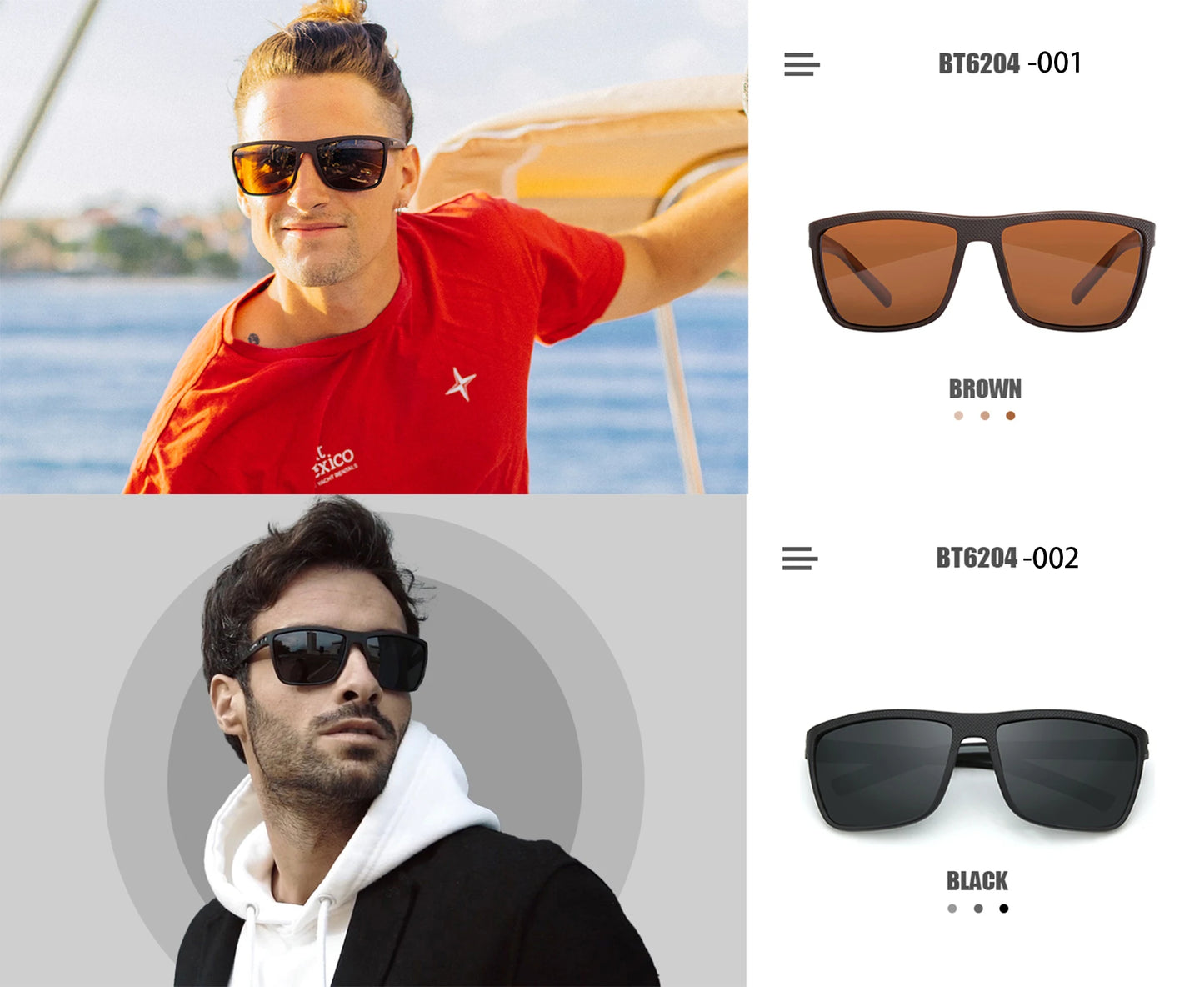 ZENOTTIC Polarized Sunglasses for Men Lightweight TR90 Frame UV400 Protection Square Sun Glasses