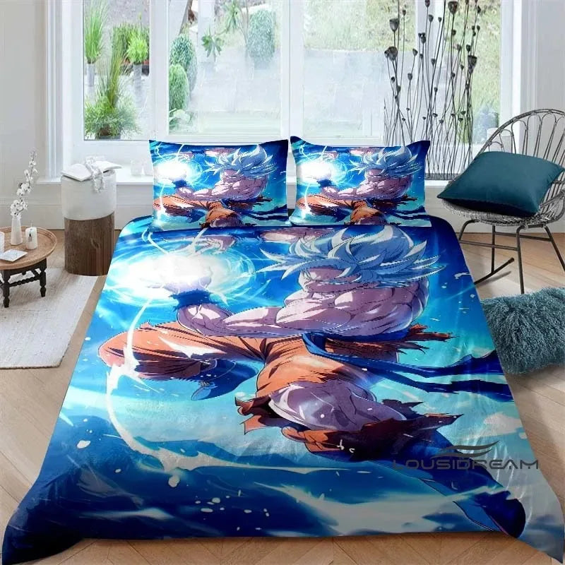 Cartoon/Anime Son Goku Dragon Ball bedrukte beddengoedset: deze zachte en comfortabele set bevat een dekbedovertrek en kussensloop