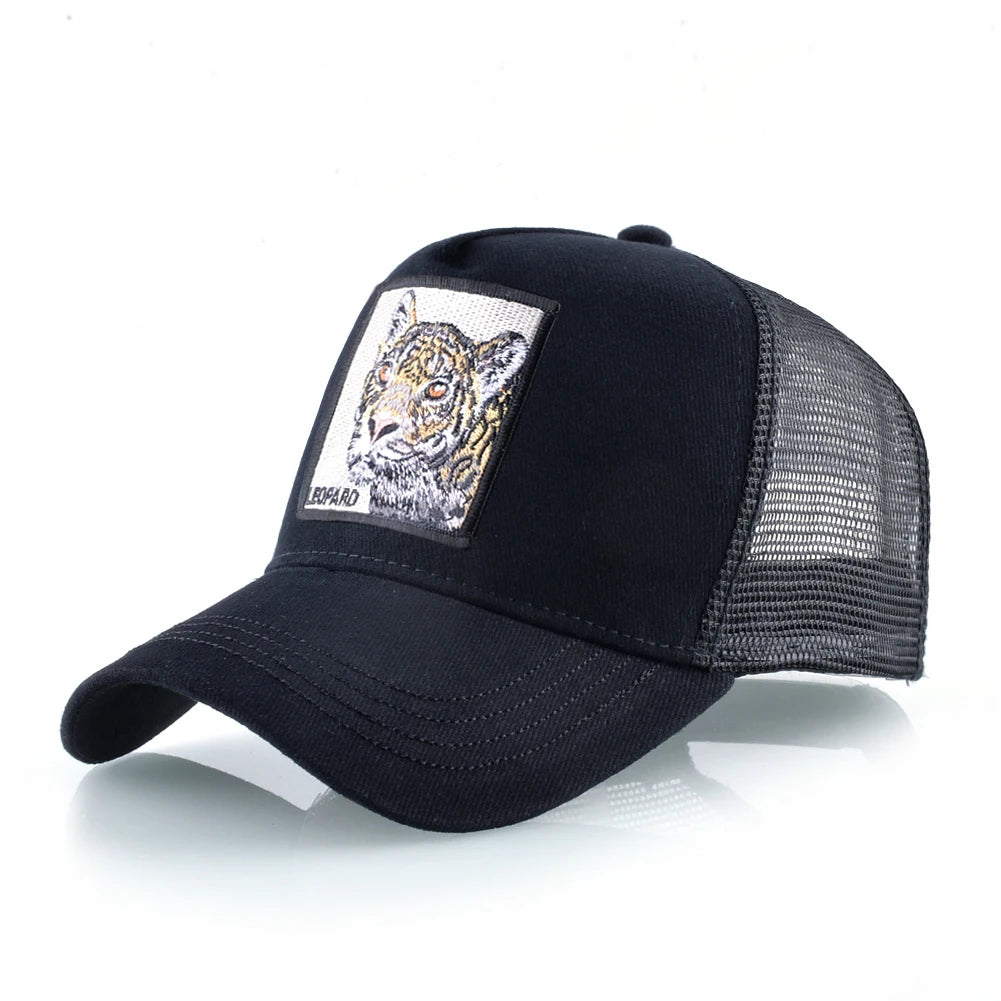 Modische Trucker-Caps mit besticktem Ziegen-Patch, Vier-Jahreszeiten-Snapback-Baseballcap für Herren und Damen, verstellbare Schirmmütze
