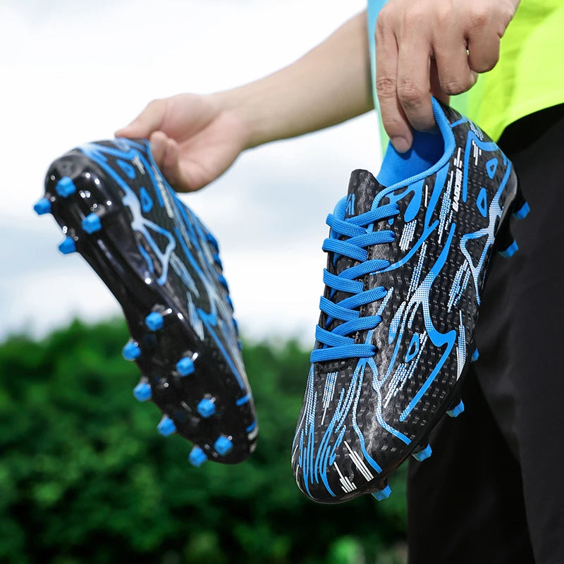 Chaussures de football à crampons longs et basses, chaussures de sport respirantes et antidérapantes pour hommes, chaussures de sport résistantes à l'usure pour l'entraînement sur gazon naturel