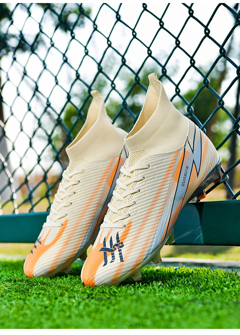 Nouvelles chaussures de football pour hommes, chaussures de match montantes, chaussures de futsal de haute qualité, chaussures de football d'intérieur antidérapantes, baskets d'extérieur, crampons pour gazon, meilleures v