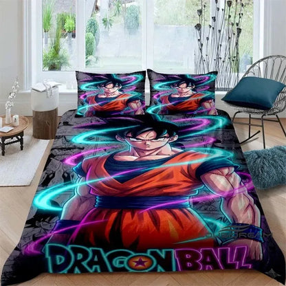 Cartoon/Anime Son Goku Dragon Ball bedrukte beddengoedset: deze zachte en comfortabele set bevat een dekbedovertrek en kussensloop