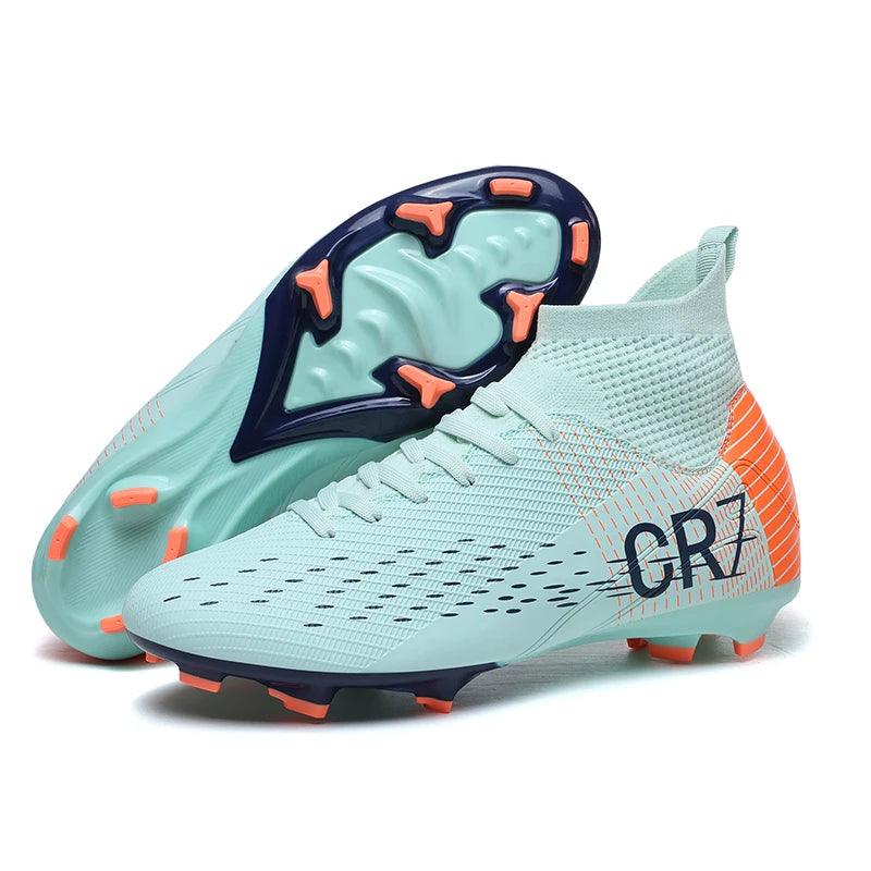 Chaussures de football professionnelles pour hommes/femmes, antidérapantes, à crampons FG, respirantes, chaussures d'entraînement à tige haute