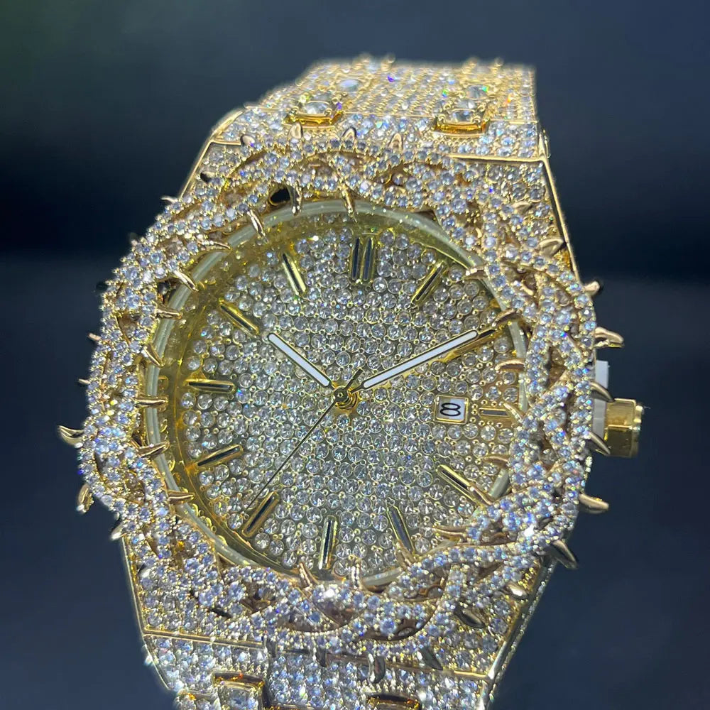New Luxury Watch For Men Brand MISSFOX Hip Hop Lced Out Diamond Watches Fashion Hollow Out Quartz Clock 2026 Man Dropshipping