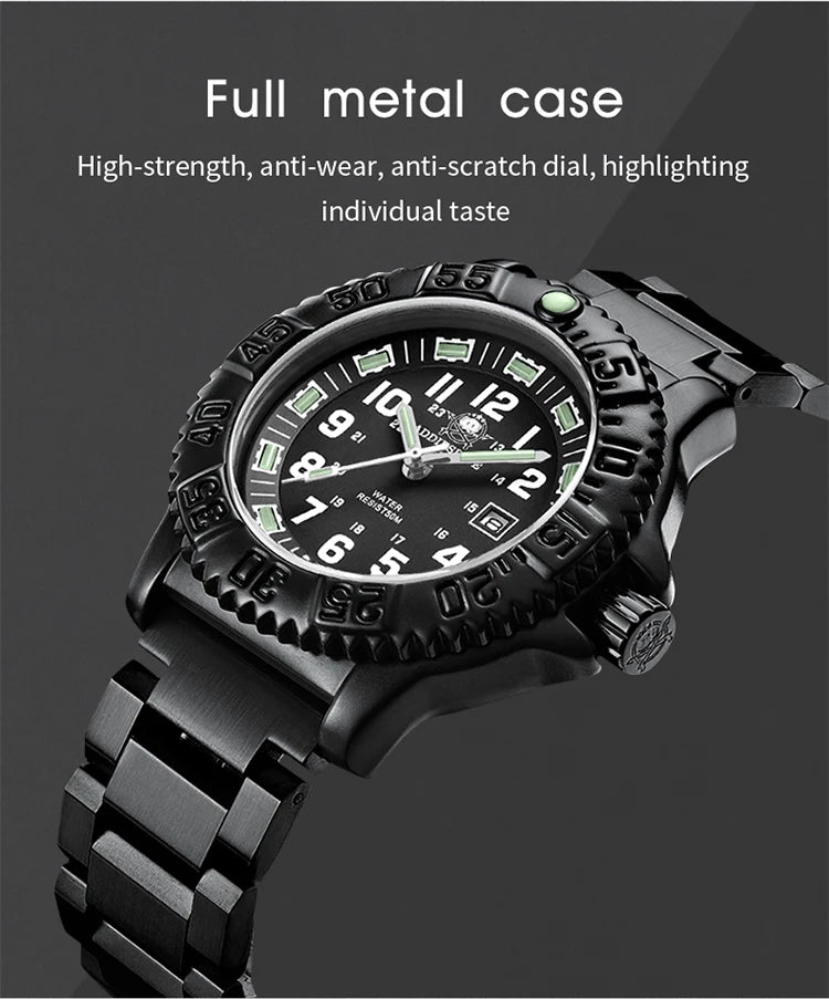 ADDIESDIVE Men’s Luxury Military Sport Quartz Watch  Luminous Dial, Rotating Bezel, Nylon Strap & 50M Water Resistant