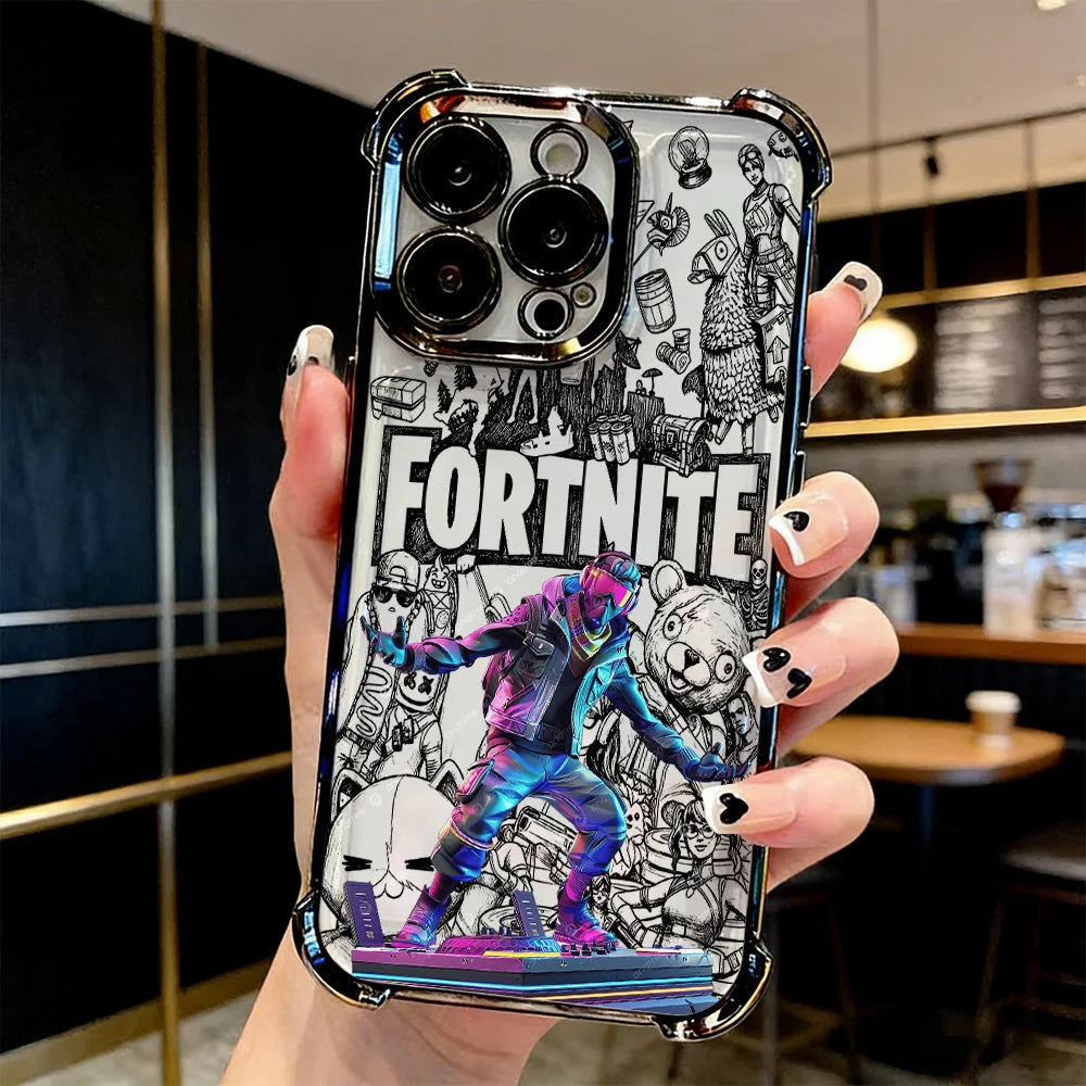 Custodia per telefono placcata del popolare gioco FortniteS per Samsung A37 A57 A07 A36 A16 A35 A55 A25 A26 A05s A15 A54 A34 A24 A14 A05 A04 4G 5G