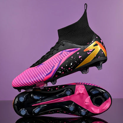 Nouvelles chaussures de football pour hommes, chaussures de sport, chaussures de futsal à cheville haute, chaussures de football de haute qualité, antidérapantes pour intérieur et extérieur, ultralégères, antidérapant