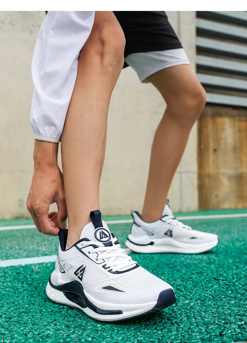 Chaussures de course légères et respirantes pour hommes, baskets à absorption des chocs Popcorn, chaussures de sport d'extérieur flexibles et antidérapantes, été automne