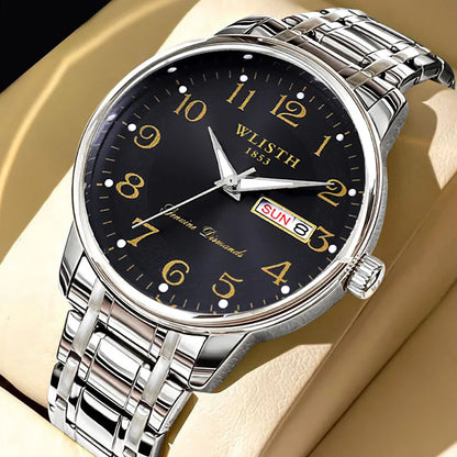 Montre de luxe pour femme, montre à quartz, montre-bracelet numérique, étanche, avec calendrier et affichage lumineux ; style mode et professionnel, convient aussi aux hommes.
