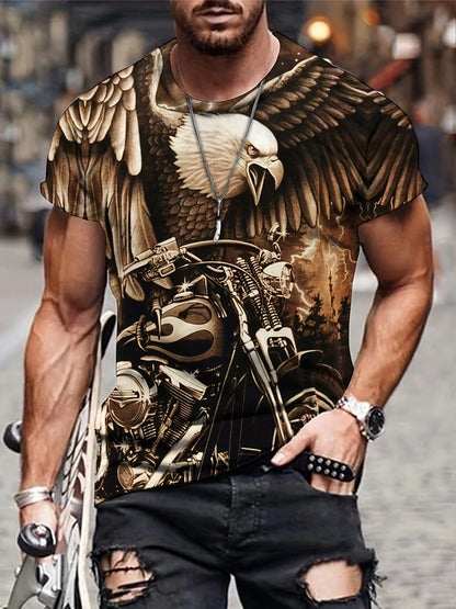 T-shirts Gráficas Fashion Eagle de Luxo — T-shirt de Verão para Homem, Tops Casuais de Manga Curta com Impressão 3D, Roupa Masculina
