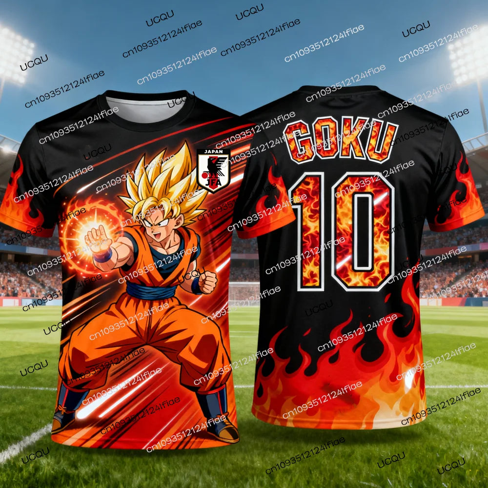 Лятна нова мъжка тениска с 3D печат „Dragon Ball Goku“ за възрастни, детска аниме тениска, специална футболна фланелка № 10