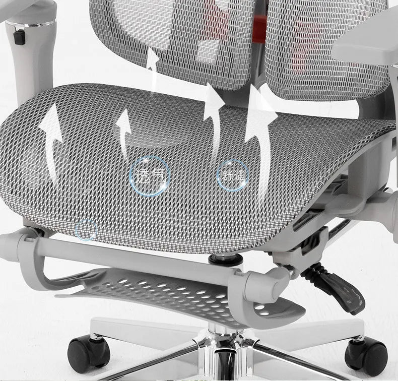 Chaise de bureau ergonomique pour ordinateur, base en alliage d'aluminium robuste, pour poste de travail à domicile, chaise de jeu pour ordinateur