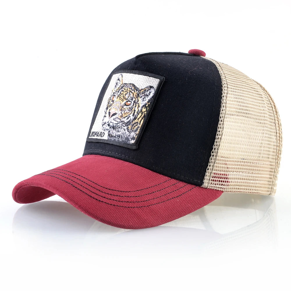 Modische Trucker-Caps mit besticktem Ziegen-Patch, Vier-Jahreszeiten-Snapback-Baseballcap für Herren und Damen, verstellbare Schirmmütze