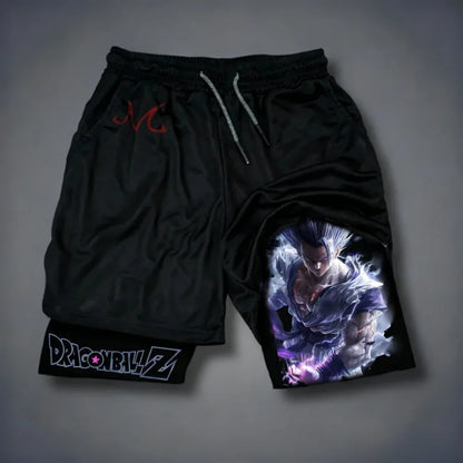 Dragon Ball Son Goku muške brzo sušeće dvostruke slojevite kratke hlače za teretanu, ljetne fitness sportske Y2K stil lažne dvodijelne hlače