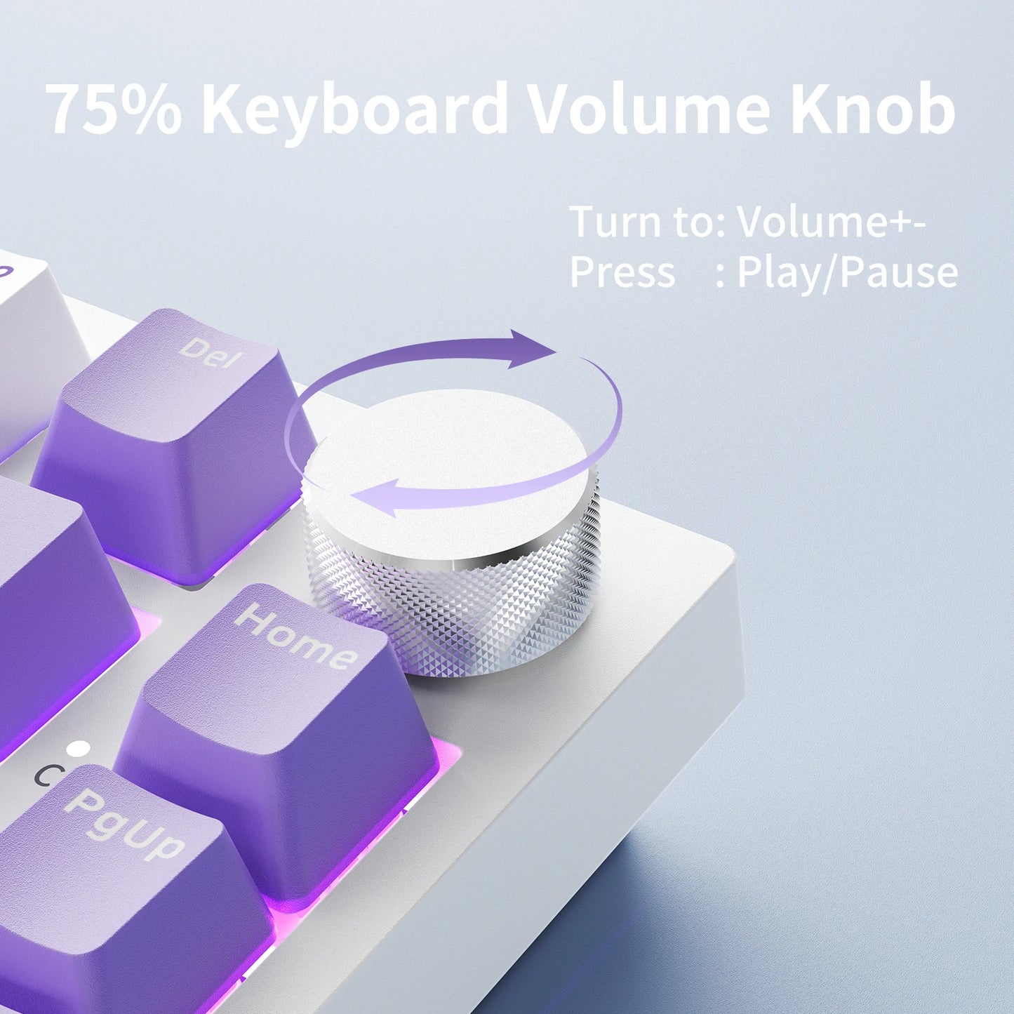 Teclado mecánico con cable AJAZZ AK820 75%: hot‑swappable, retroiluminación RGB/blanca/azul hielo, control con perilla de volumen | Para oficina y gaming