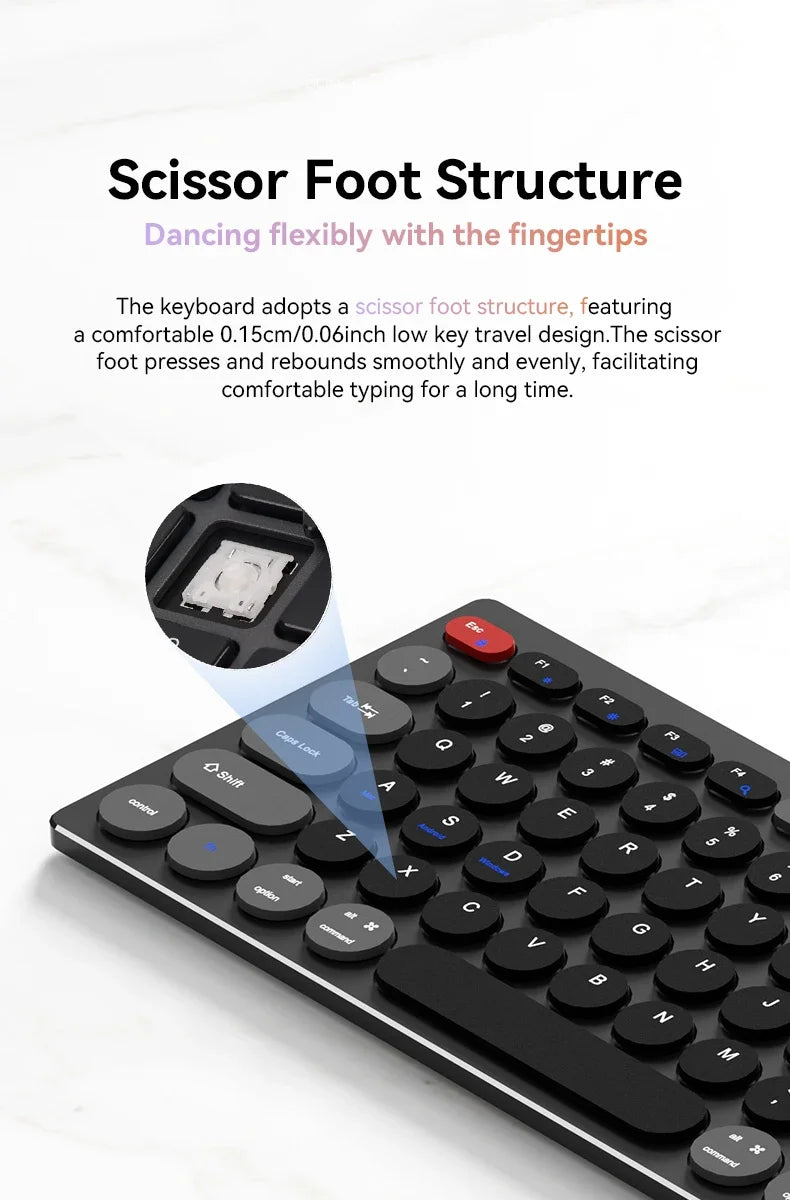 98-Key Ultra-Thin Silent Keyboard with Scissor-Switch, Tri-Mode BT/2.4G/Type-C Connectivity&Ergonomic Design For Typing