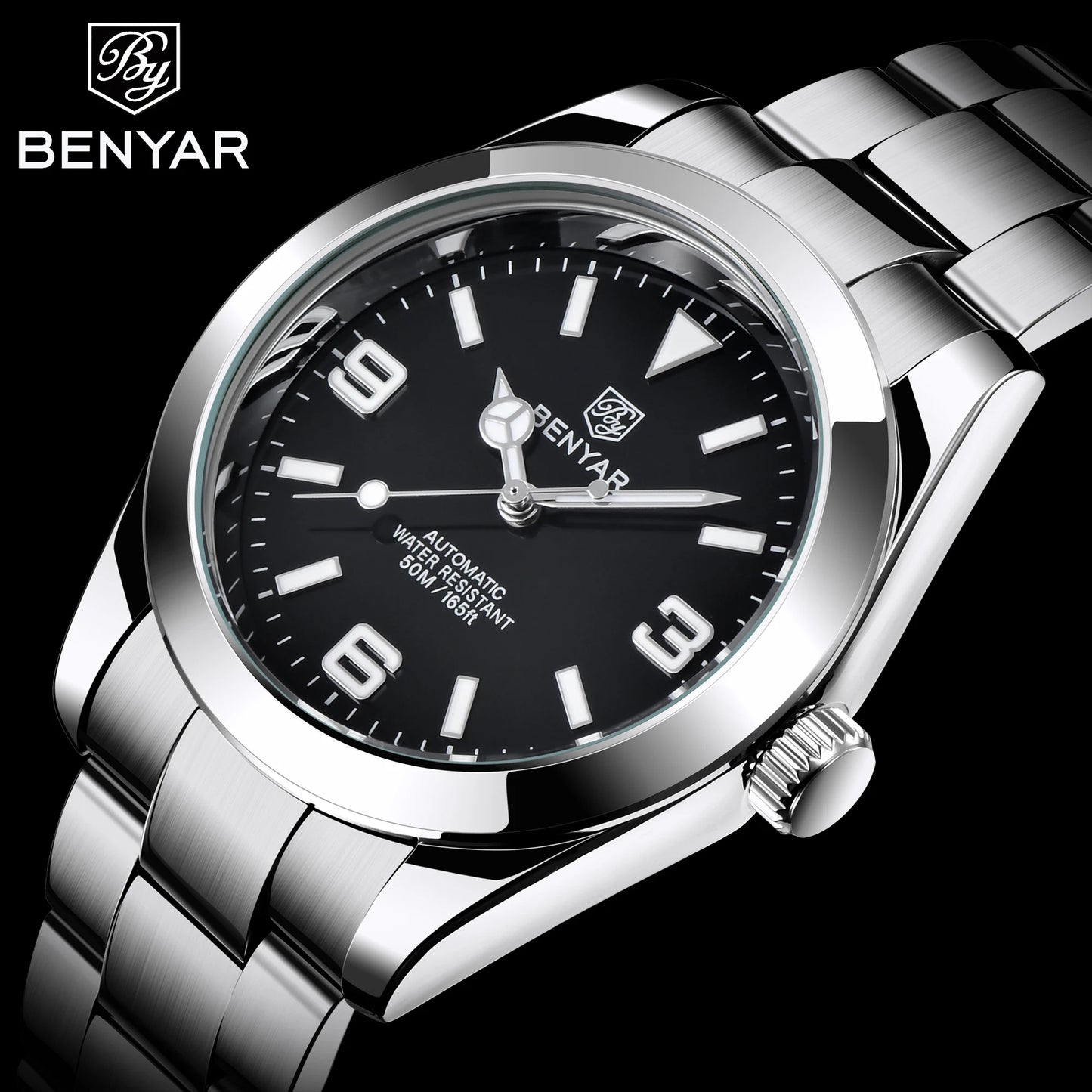 BENYAR 2025 Nuovo orologio meccanico automatico da uomo, stile business e sportivo di lusso, impermeabile 50M, orologio da uomo