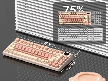 Womier S-K80 Keyboard Liquid 75% Hot Swap Keyboard with Color OLED Display Mechanical Gaming Keyboard Gasket Mount RGB for Windows