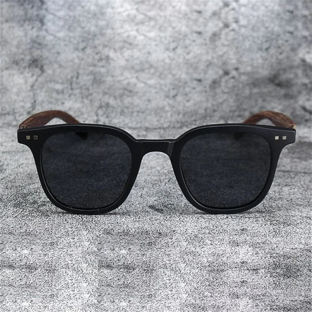 KLASSNUM Men Vintage Wooden Frame Sunglasses Classic Brand Sun Glasses Coating Lens Men Polarized UV Protection Driving Eyewear