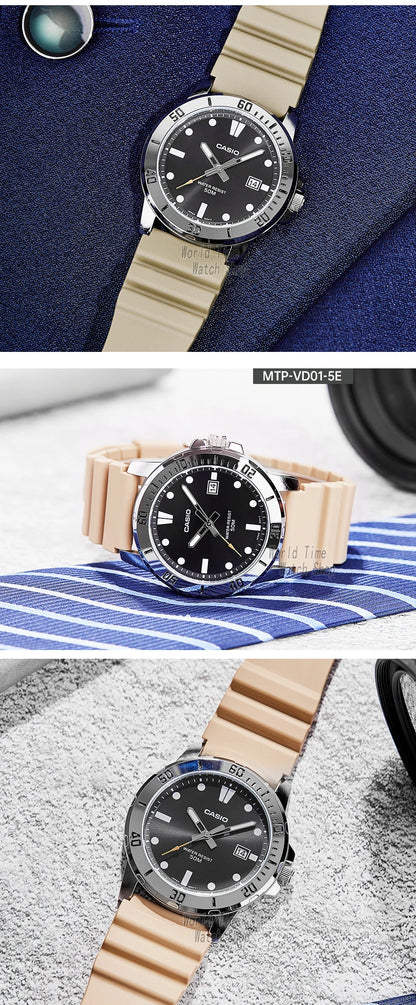 Casio watch for men business fashion resin strap atmospheric waterproof MTP-VD01-1E