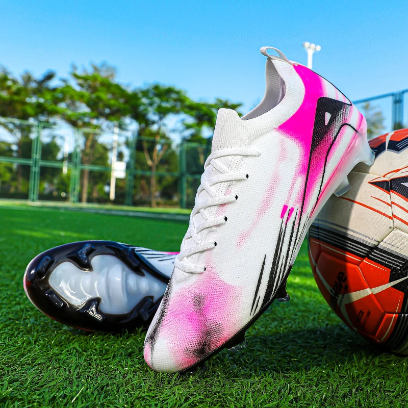 New Men’s Football Boots FG Non-Slip Training Shoes Soccer Cleats Long Spikes Ultralight Outdoor Drop Shipping