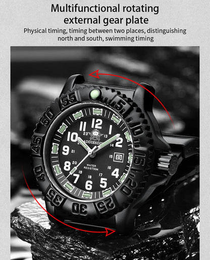ADDIESDIVE Men’s Luxury Military Sport Quartz Watch  Luminous Dial, Rotating Bezel, Nylon Strap & 50M Water Resistant