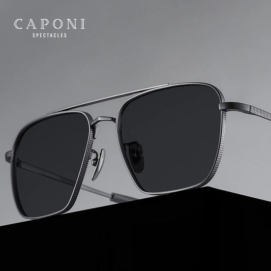 CAPONI Polarized Men Sunglasses Seiko Pure Titanium Photochromic Outdoor Driving Shades UV400 Original Brand Sun Glasses BS50004
