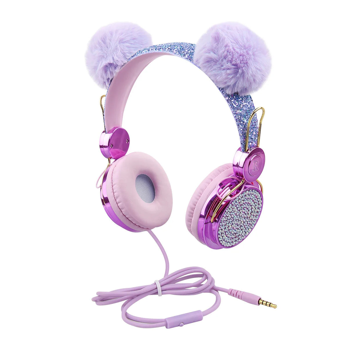 Casque filaire pour enfants, avec oreilles de chat et microphone, oreilles en peluche de licorne, idéal pour les cours en ligne, les jeux vidéo, les étudiants, les filles et les garçons.