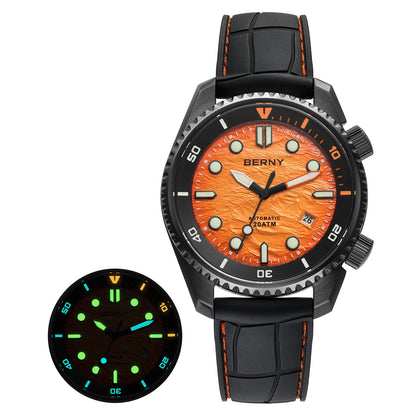 BERNY 20ATM Automatic Men's Watch Diver Sports Diving Watches Luxury Sapphire 316L Stainless Steel Mechanical Waterproof Watches