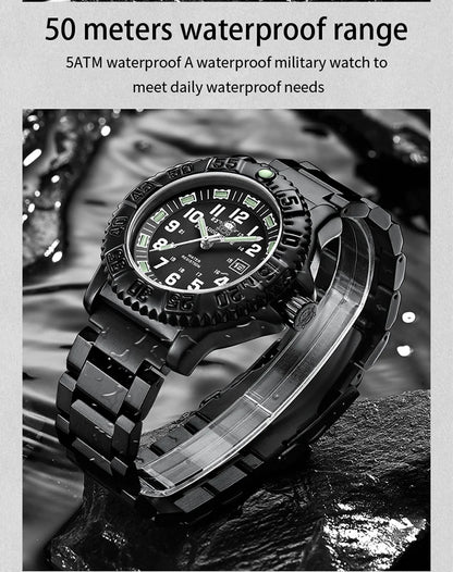 ADDIESDIVE Men’s Luxury Military Sport Quartz Watch  Luminous Dial, Rotating Bezel, Nylon Strap & 50M Water Resistant