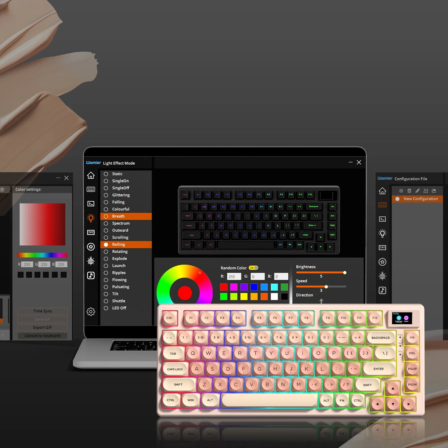 Womier S-K80 Keyboard Liquid 75% Hot Swap Keyboard with Color OLED Display Mechanical Gaming Keyboard Gasket Mount RGB for Windows