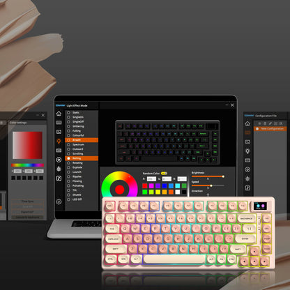 Womier S-K80 Keyboard Liquid 75% Hot Swap Keyboard with Color OLED Display Mechanical Gaming Keyboard Gasket Mount RGB for Windows