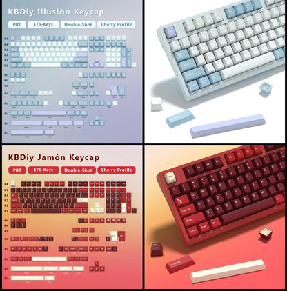KBDiy GMK Illusion Set di tasti profilo Cherry Double Shot PBT ISO per tastiera meccanica gamer Kit Gaming stile rétro