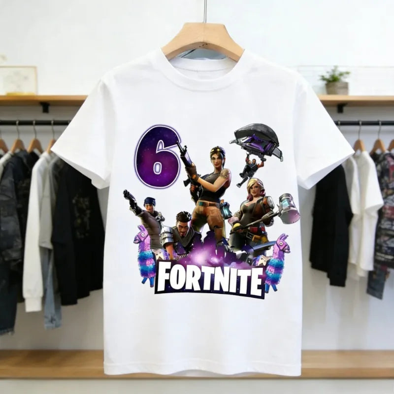 Fortnites dječje majice s brojem za rođendane za djevojčice i dječake, ljetna odjeća, pamučne majice za bebe, kratke majice za zabave, kratkih rukava, poklon za malu djecu