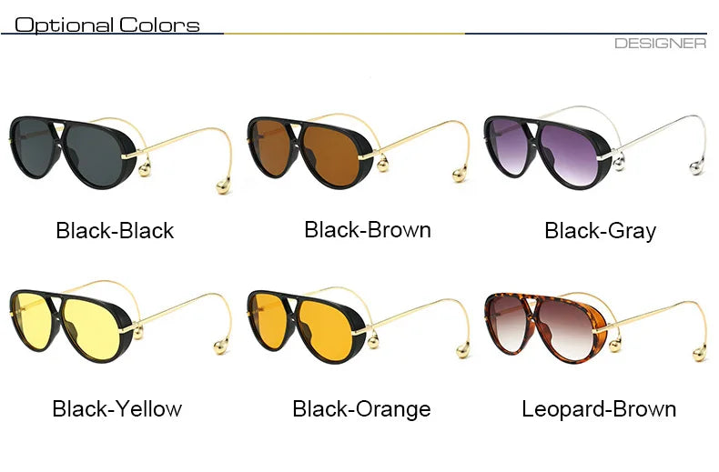 Vintage Oversized Pilot Sunglasses Unisex Double Bridge UV400 Protection Fashionable Punk Style Female Shades Popular Eyewear