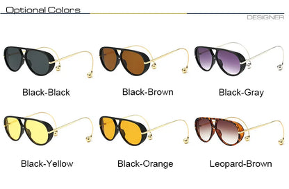Vintage Oversized Pilot Sunglasses Unisex Double Bridge UV400 Protection Fashionable Punk Style Female Shades Popular Eyewear