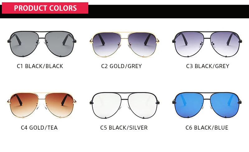 Classic Metal Aviation Sunglasses Women Fashion Alloy Pilot Sun Glasses Men Gradient Black Driving Shades Ladies UV400