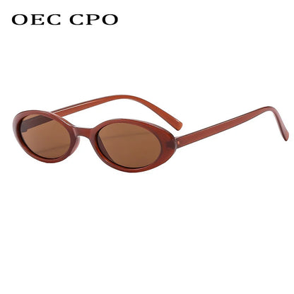 New Small Oval Sunglasses Women Men Trendy Vintage Hip Hop Cat Eye Sun Glasses Female Leopard Black Punk Eyewear UV400 Oculos