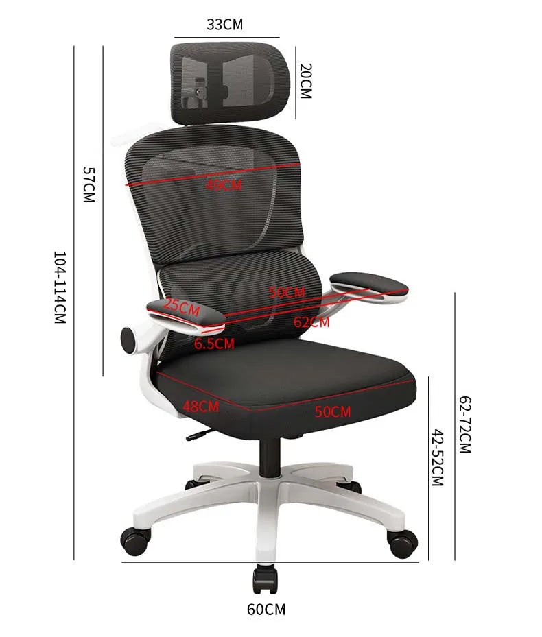 Chaise de jeu ergonomique avec support lombaire, appui-tête réglable en hauteur, rotation à 360° °   Chaise de bureau pivotante avec dossier en maille pour les joueurs