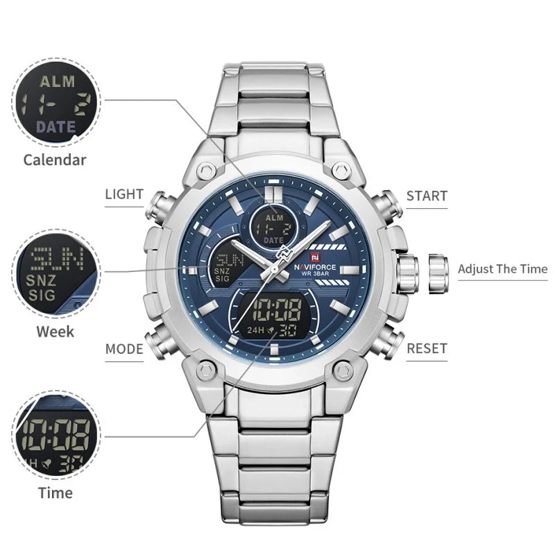 NAVIFORCE New 2026 Wristwatch For Men Bussiness Original Design Waterproof Digital Fashion Normal Watches Male Relogio Masculin
